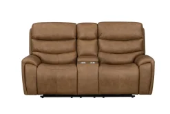 Mor Furniture Reclining Loveseats|Loveseats|Bruce 2 Power Console Loveseat In Cognac