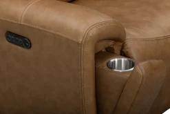 Mor Furniture Reclining Loveseats|Loveseats|Bruce 2 Power Console Loveseat In Cognac