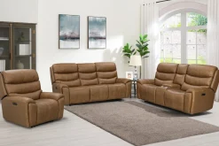 Mor Furniture Reclining Loveseats|Loveseats|Bruce 2 Power Console Loveseat In Cognac
