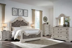 Mor Furniture Upholstered Beds|Beds|Bruchandi Upholstered Panel Bed In Antique White, Queen