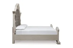 Mor Furniture Bedroom Sets|Bruchandi Upholstered Panel Bed, Dresser, Mirror & Nightstand In Antique White, Queen