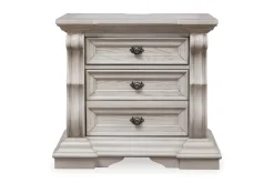 Mor Furniture Bedroom Sets|Bruchandi Upholstered Panel Bed, Dresser, Mirror & Nightstand In Antique White, Queen