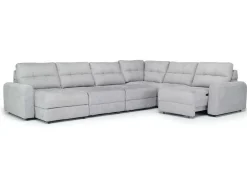 Mor Furniture Sectionals|Bryce 6 Piece Power Sliding Sectional W/ Storage Chaise & Armless Slider In Savannah Coin, Left Facing