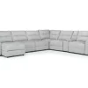Mor Furniture Sectionals|Bryce 7 Piece Power Sliding Sectional W/ Storage Chaise & Armless Slider In Savannah Coin, Left Facing