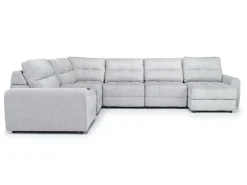 Mor Furniture Sectionals|Bryce 7 Piece Power Sliding Sectional W/ Storage Chaise & Armless Slider In Savannah Coin, Left Facing
