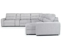 Mor Furniture Sectionals|Bryce 7 Piece Power Sliding Sectional W/ Storage Chaise & Armless Slider In Savannah Coin, Left Facing
