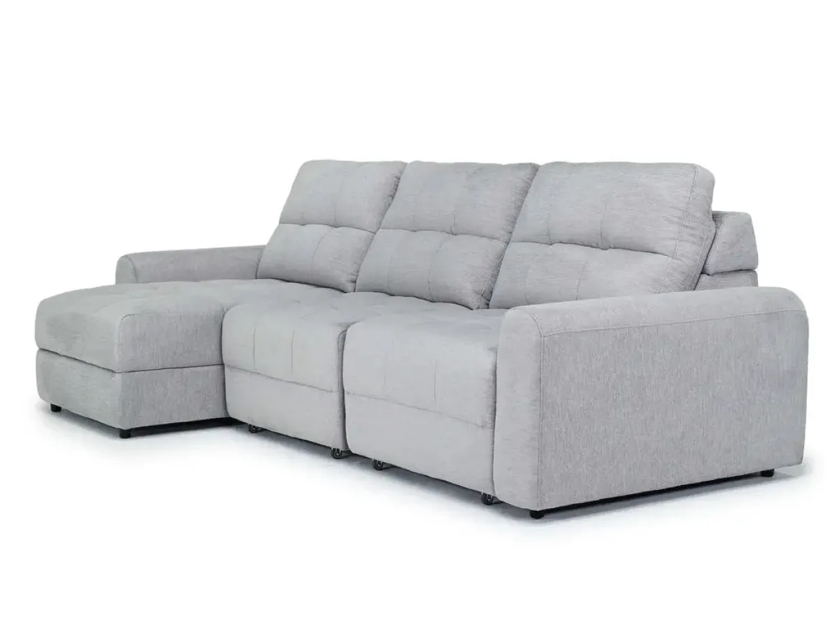 Mor Furniture Sofas|Bryce Power Slider Sofa Storage Chaise In Savannah Coin, Left Facing