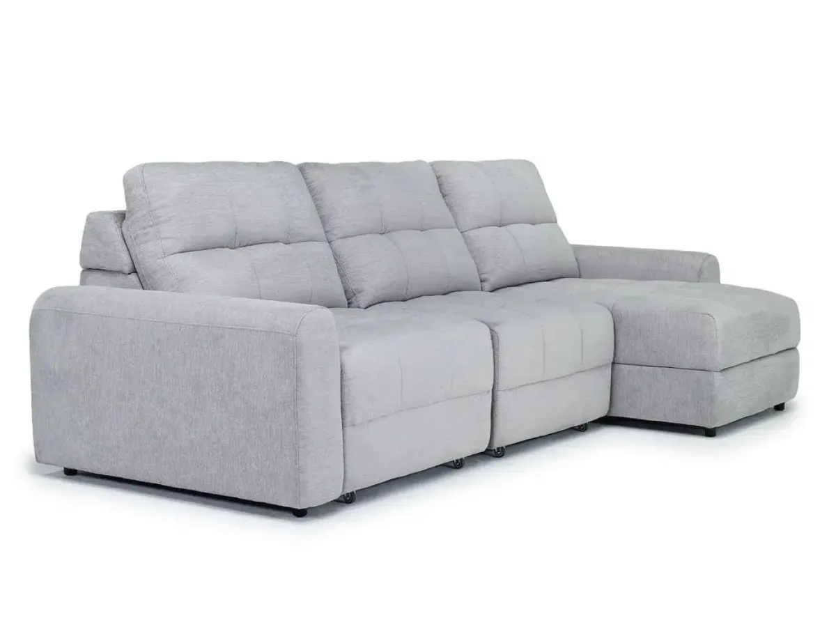 Mor Furniture Sofas|Bryce Power Slider Sofa Storage Chaise In Savannah Coin, Left Facing