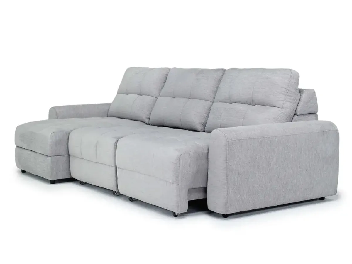 Mor Furniture Sofas|Bryce Power Slider Sofa Storage Chaise In Savannah Coin, Left Facing