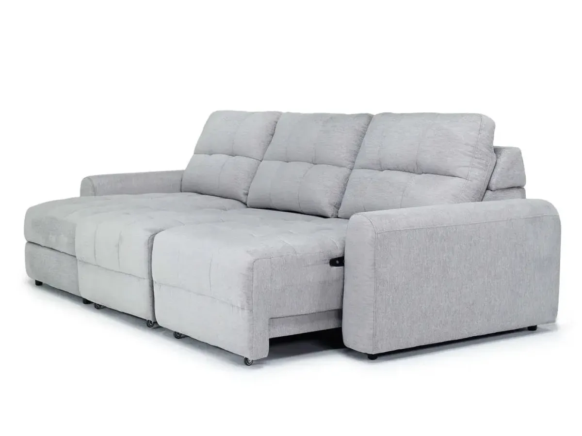Mor Furniture Sofas|Bryce Power Slider Sofa Storage Chaise In Savannah Coin, Left Facing