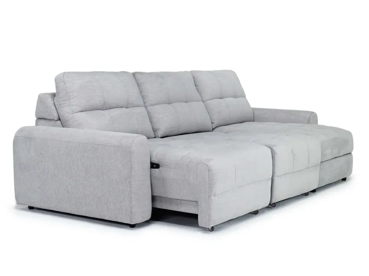 Mor Furniture Sofas|Bryce Power Slider Sofa Storage Chaise In Savannah Coin, Left Facing