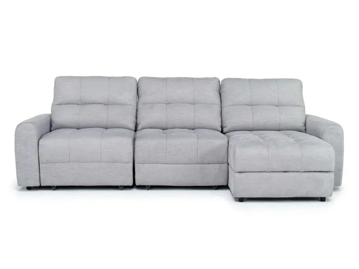 Mor Furniture Sofas|Bryce Power Slider Sofa Storage Chaise In Savannah Coin, Left Facing