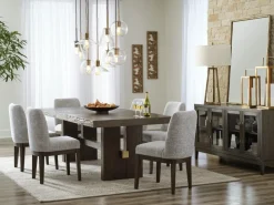 Mor Furniture Seating For 6|Dining Room Sets|Burkhaus Extendable Dining Table & 6 Chairs In Biege/Dark Brown