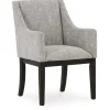 Mor Furniture Dining Chairs|Burkhaus Upholstered Arm Chair In Beige/Dark Brown