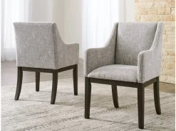 Mor Furniture Dining Chairs|Burkhaus Upholstered Arm Chair In Beige/Dark Brown