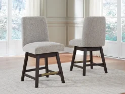 Mor Furniture Counter Height Stools|Barstools|Burkhaus Upholstered Counter Height Swivel Stool In Beige/Dark Brown