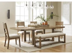 Mor Furniture Seating For 6|Dining Room Sets|Cabalynn Extendable Dining Table, 4 Chairs & Bench In Light Brown