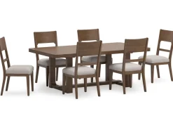 Mor Furniture Seating For 6|Dining Room Sets|Cabalynn Extendable Dining Table & 6 Chairs In Light Brown