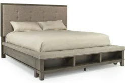 Mor Furniture Bedroom Sets|Cagney Upholstered Panel Bed W/ Storage, Dresser, Mirror & Nightstand In Gray, Queen