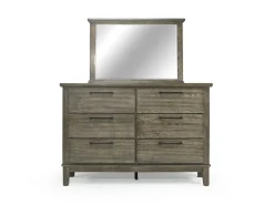 Mor Furniture Bedroom Sets|Cagney Upholstered Panel Bed W/ Storage, Dresser, Mirror & Nightstand In Gray, Queen