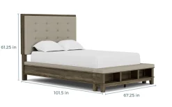 Mor Furniture Bedroom Sets|Cagney Upholstered Panel Bed W/ Storage, Dresser, Mirror & Nightstand In Gray, Queen