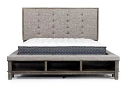 Mor Furniture Bedroom Sets|Cagney Upholstered Panel Bed W/ Storage, Dresser, Mirror & Nightstand In Gray, Queen