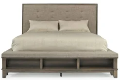 Mor Furniture Upholstered Beds|Beds|Cagney Upholstered Panel Bed W/ Storage In Gray, Queen