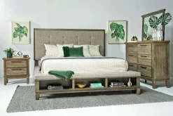 Mor Furniture Upholstered Beds|Beds|Cagney Upholstered Panel Bed W/ Storage In Gray, Queen