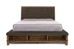 Mor Furniture Upholstered Beds|Beds|Cagney Upholstered Panel Bed W/ Storage In Gray, Queen