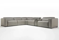 Mor Furniture Sectionals|Cam 6 Piece 2 Power Theater Sectional W/ 2 Power Armless Recliner & Immersive Sound In Ajax Smoke Leather