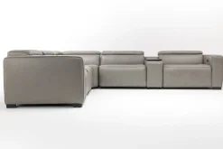 Mor Furniture Sectionals|Cam 6 Piece 2 Power Theater Sectional W/ 2 Power Armless Recliner & Immersive Sound In Ajax Smoke Leather