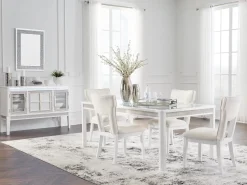 Mor Furniture Seating For 4|Dining Room Sets|Chalanna Dining Table & 4 Chairs In White