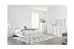 Mor Furniture Bedroom Sets|Chalanna Storage Bed, Dresser, Mirror & Nightstand In White, Queen