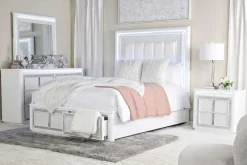 Mor Furniture Bedroom Sets|Chalanna Storage Bed, Dresser, Mirror & Nightstand In White, Queen