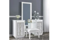 Mor Furniture Vanities & Mirrors|Chalanna Vanity, Mirror & Stool In White