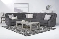 Mor Furniture Reclining Sectionals|Sectionals|Chanell 6 Piece 2 Power Sectional In New Nappa Gray
