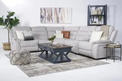 Mor Furniture Reclining Sectionals|Sectionals|Chanell 6 Piece 2 Power Sectional W/ 2 Power Armless Recliner In New Nappa Gray