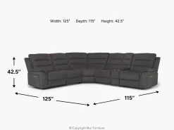 Mor Furniture Reclining Sectionals|Sectionals|Chanell 6 Piece 2 Power Sectional W/ 2 Power Armless Recliner In New Nappa Gray