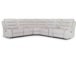 Mor Furniture Reclining Sectionals|Sectionals|Chanell 6 Piece 2 Power Sectional W/ 2 Power Armless Recliner In New Nappa Gray