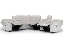 Mor Furniture Reclining Sectionals|Sectionals|Chanell 6 Piece 2 Power Sectional W/ 2 Power Armless Recliner In New Nappa Gray