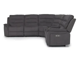 Mor Furniture Reclining Sectionals|Sectionals|Chanell 6 Piece 2 Power Sectional W/ 2 Power Armless Recliner In New Nappa Gray