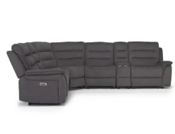Mor Furniture Reclining Sectionals|Sectionals|Chanell 6 Piece 2 Power Sectional W/ 2 Power Armless Recliner In New Nappa Gray