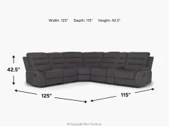 Mor Furniture Reclining Sectionals|Sectionals|Chanell 6 Piece Reclining Sectional In New Nappa Gray