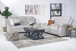 Mor Furniture Reclining Loveseats|Loveseats|Chanell 2 Power Console Loveseat In New Nappa Gray