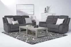 Mor Furniture Reclining Sofas|Loveseats|Chanell Reclining Console Loveseat In New Nappa Light Gray