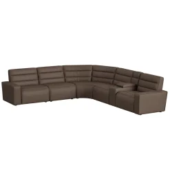 Mor Furniture Sectionals|Chelsey 6 Piece Power Sectional W/ Power Armless Recliner In Bozeman Saddle