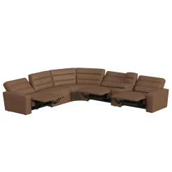 Mor Furniture Sectionals|Chelsey 6 Piece Power Sectional W/ Power Armless Recliner In Bozeman Saddle