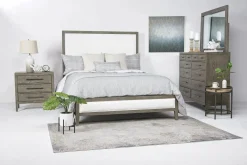 Mor Furniture Upholstered Beds|Beds|Chloe Upholstered Panel Bed In Gray/White, Queen