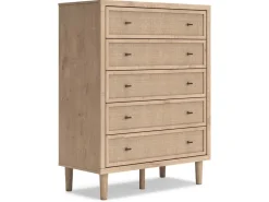 Mor Furniture Bedroom Sets|Cielden Upholstered Bed, Dresser, Mirror, 2 Nightstands & Chest In Tan, Full