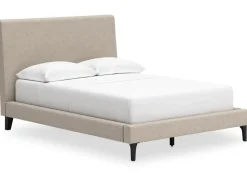 Mor Furniture Bedroom Sets|Cielden Upholstered Bed, Dresser, Mirror, 2 Nightstands & Chest In Tan, Full